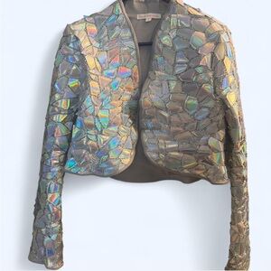Hot & Delicious Silver Blazer with Metallic Sheen